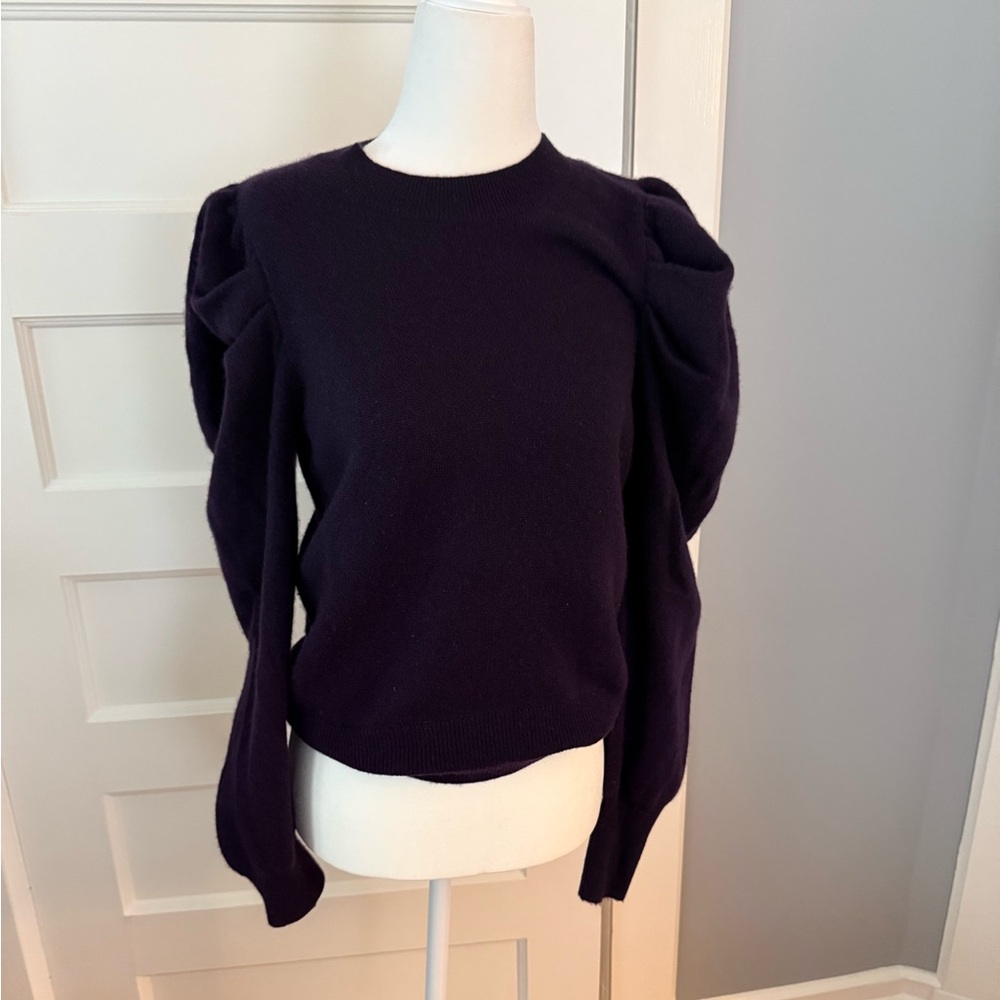 Aqua Cashmere Purple Sweater with puff sleeve